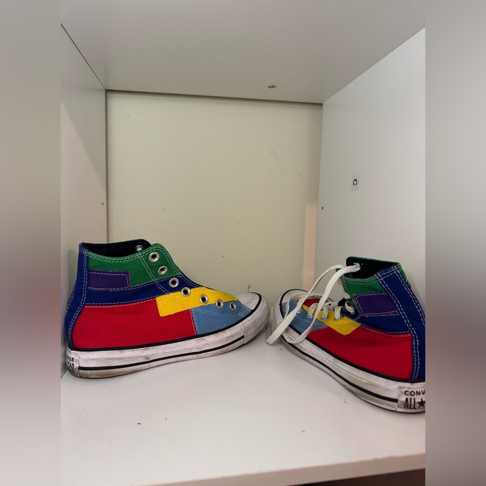 Converse Patchwork High-Top Sneakers Women’s size 7 Men’s size 5 Multicolor - Picture 3 of 5